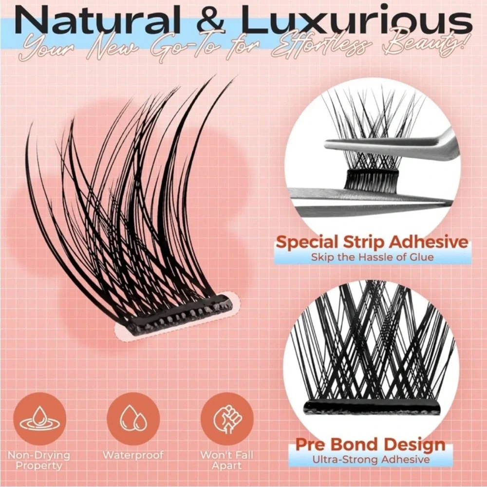 Self Adhesive Black Wispy Natural Cat Eye Lash Cluster Bundle